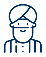 Line illustration of a government official wearing a turban