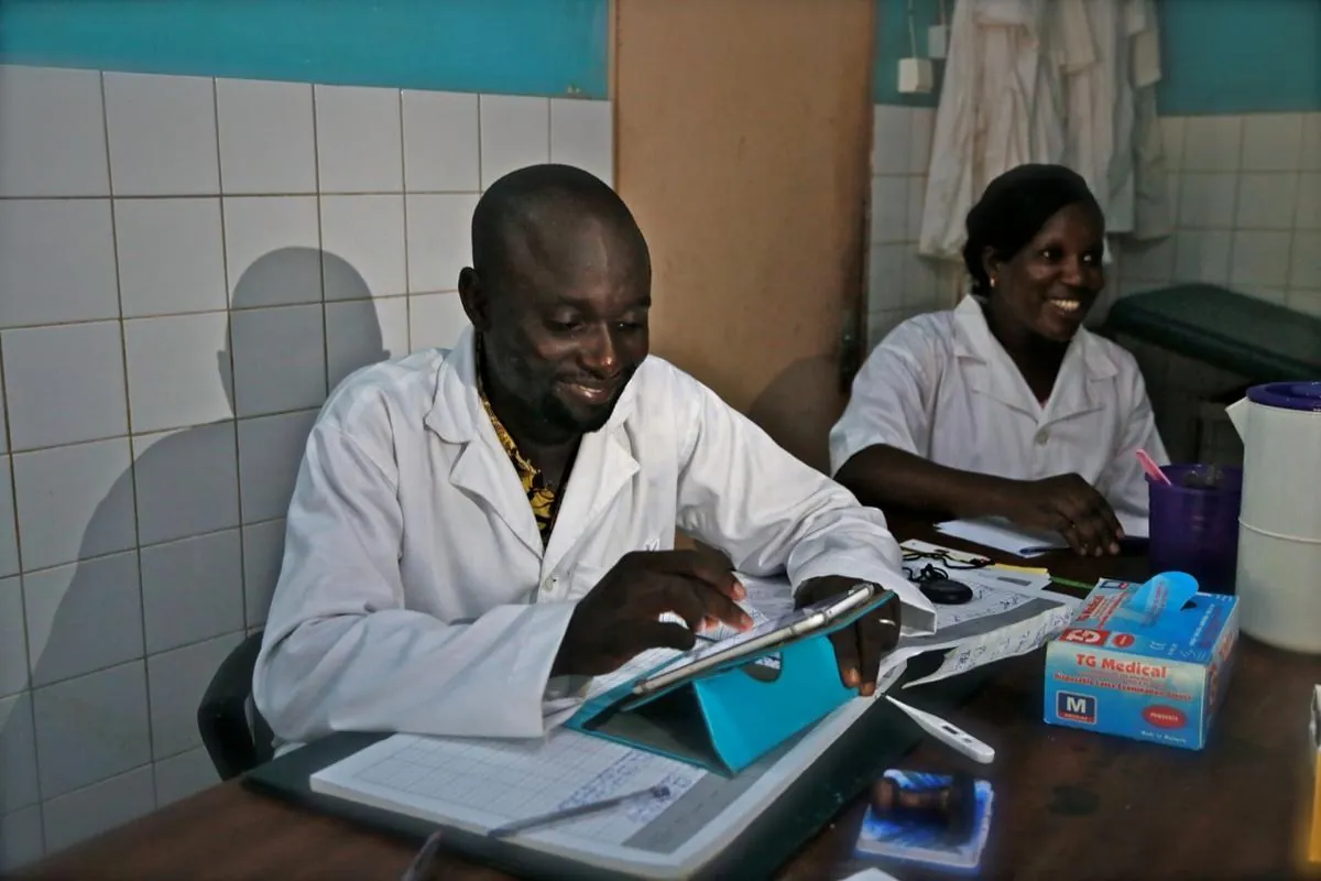 Community health workers running an azithromycin mass drug administration campaign in rural Mali