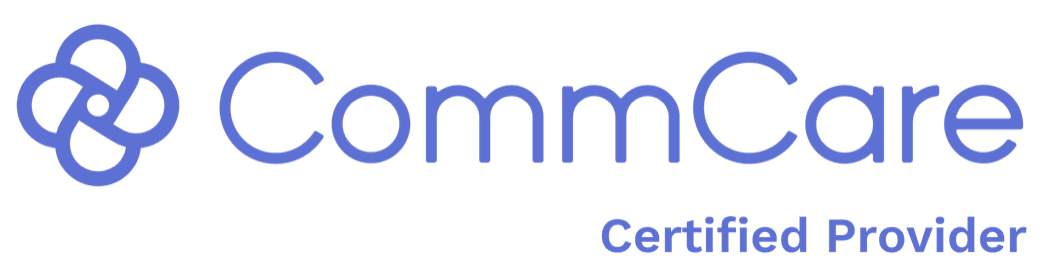CommCare Certified Provider logo in cornflower blue