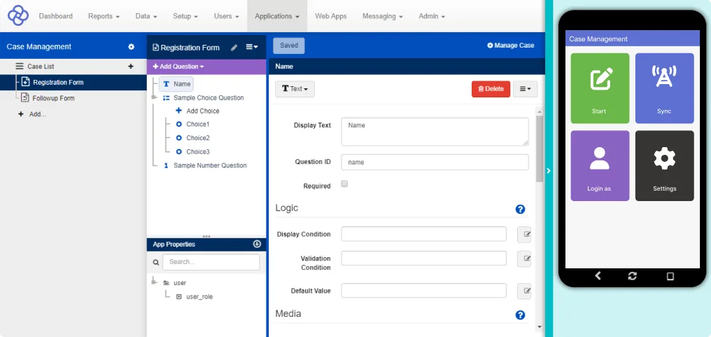 CommCare HQ web platform interface