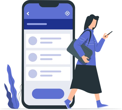 A worker carrying a phone that shows a list of case records